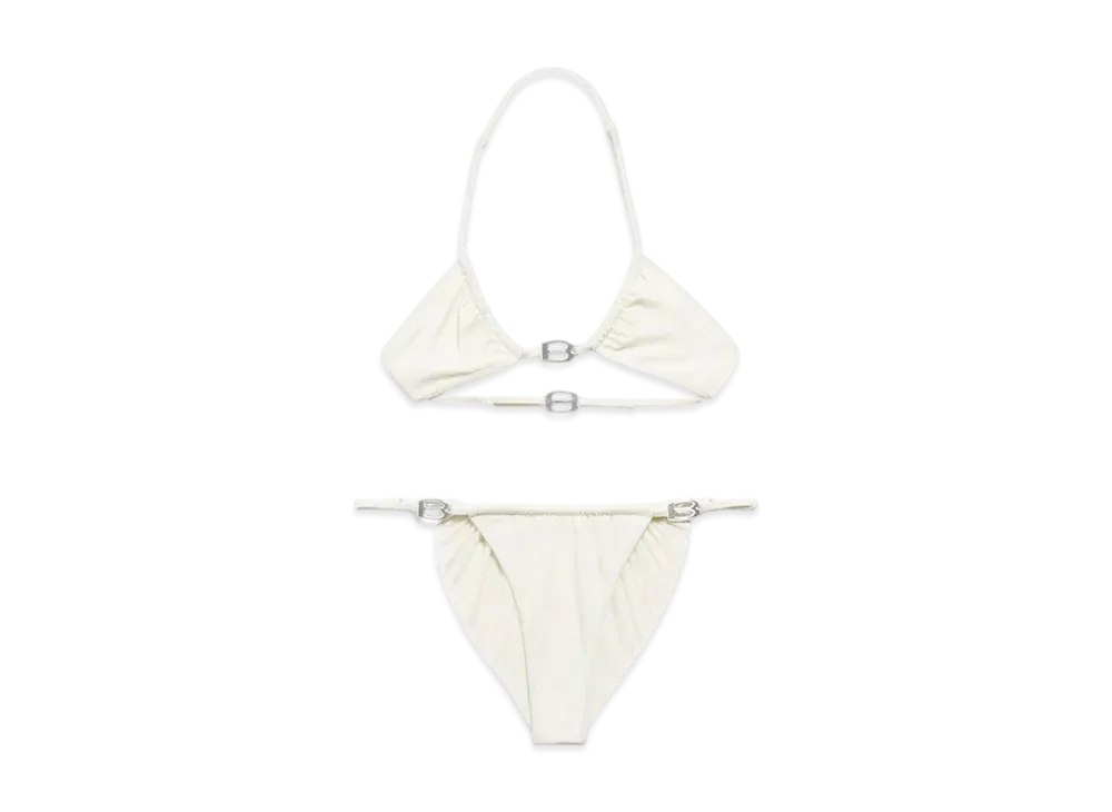 BALENCIAGA Women's BB Buckle Bikini "White/Silver"