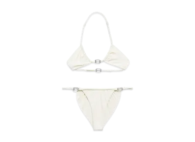BALENCIAGA Women's BB Buckle Bikini "White/Silver"