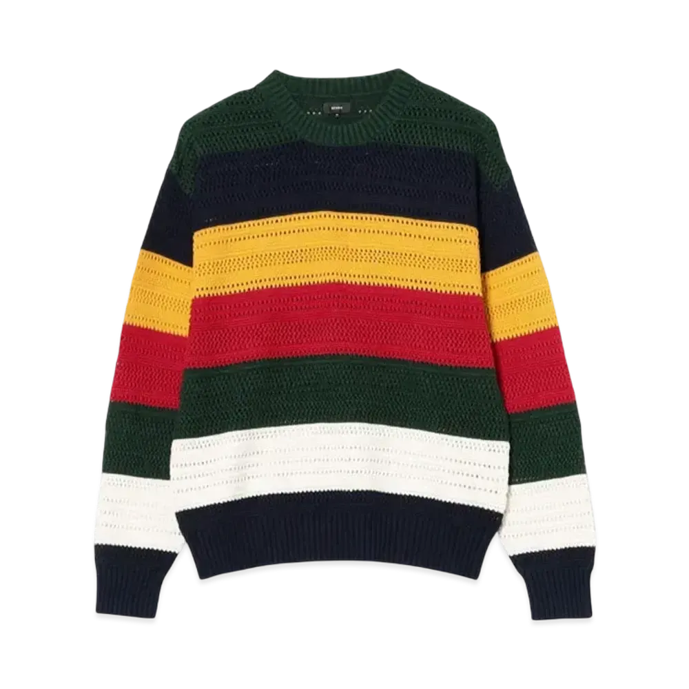 BEAMS Multi-Border Mesh Knit "Navy/White/Green"