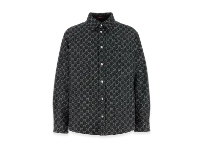 GUCCI Embrodiered Denim Reversible Shirt "Printed"