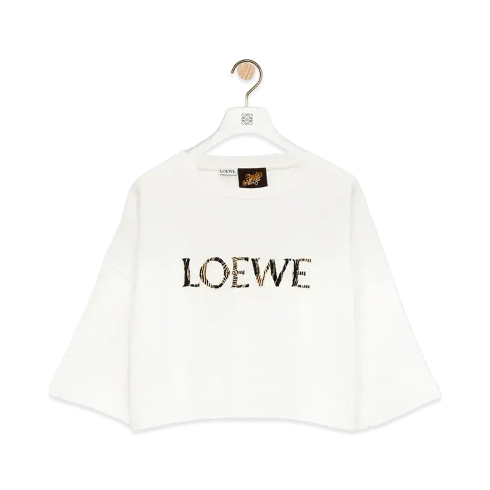 LOEWE Cropped T-Shirt In Cotton Blend "Off White"