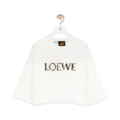 LOEWE Cropped T-Shirt In Cotton Blend "Off White"