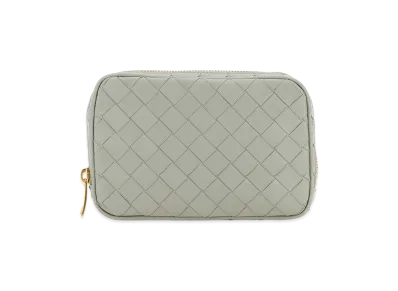 Bottega Veneta Women's Leather Small Pouch "Light Grey"