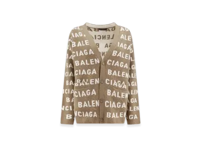 BALENCIAGA Allover Logo Cardigan "Beige"