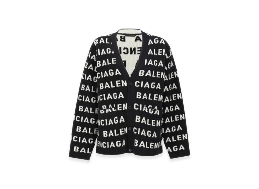 BALENCIAGA Allover Logo Cardigan "Black"