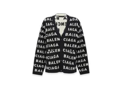 BALENCIAGA Allover Logo Cardigan "Black"