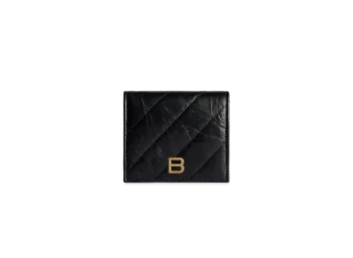 BALENCIAGA Crush Flap Coin and Card Holder Quilted ""