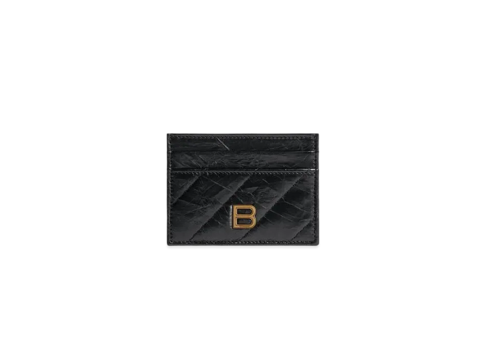 BALENCIAGA Crush Card Holder Quilted "Black"