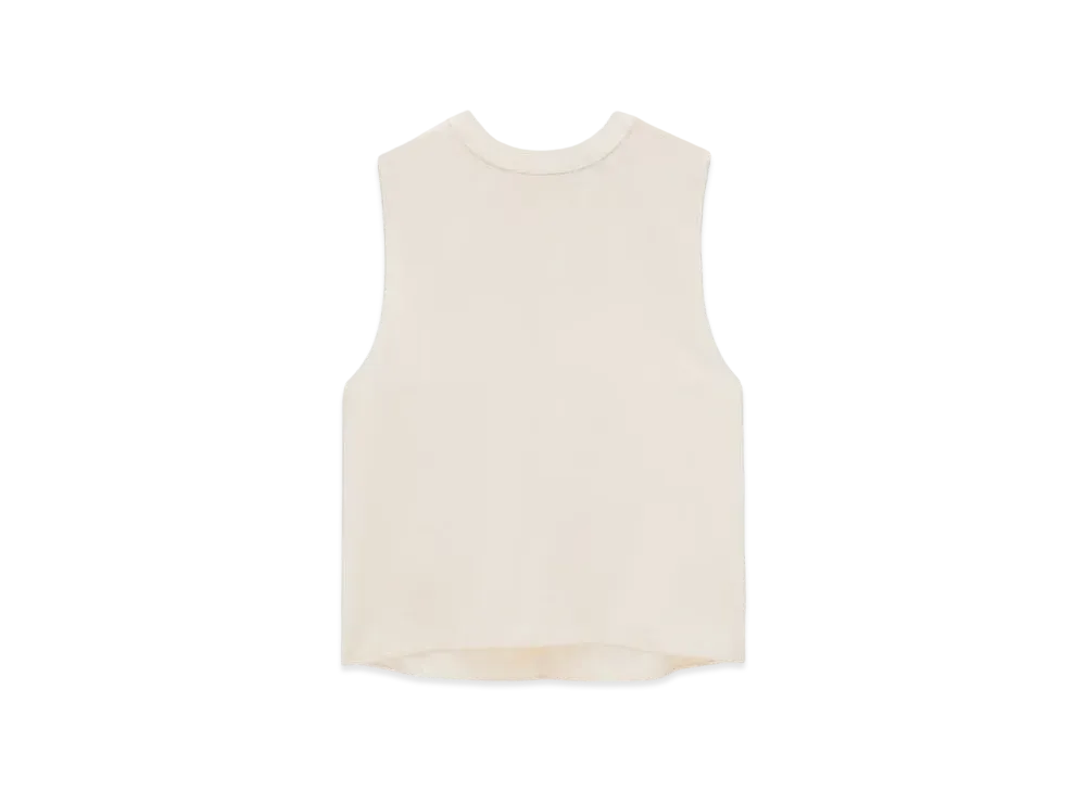 Saint Laurent Women's Tank Top in Silk Satin "Craie"