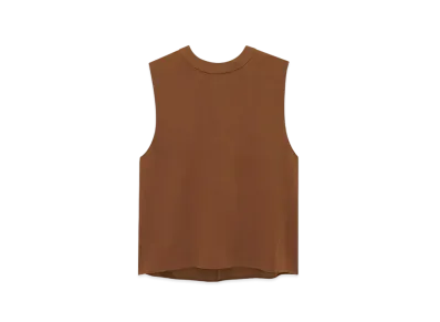 Saint Laurent Women's Tank Top in Silk Satin "Oak Brown"