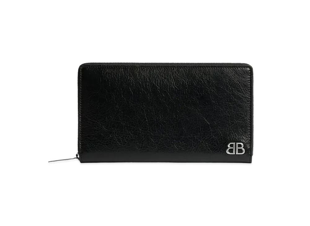 BALENCIAGA Monaco Continental Wallet Arena Lambskin "Black"