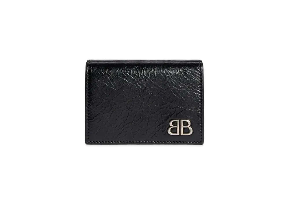 バレンシアガ モナコ ミニウォレット アリーナラムスキン "ブラック" 7665712AAS61000