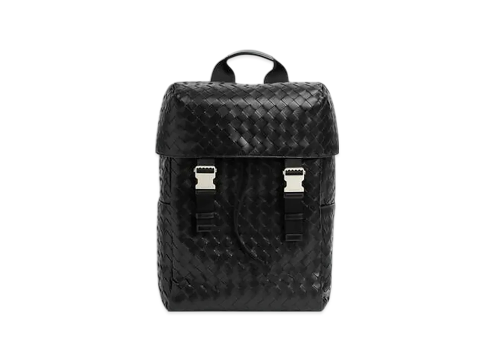 Bottega Veneta Intrecciato Flap Backpack "Black"