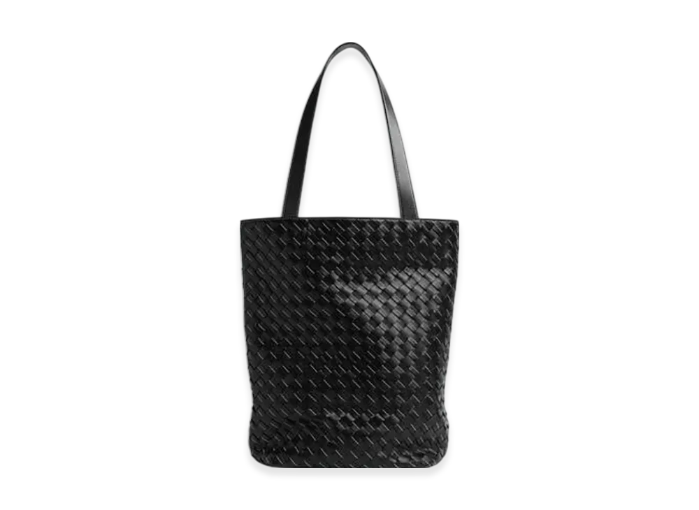 Bottega Veneta Small Intrecciato North-South Tote "Black/Natural"