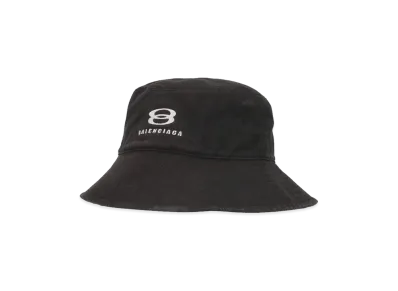 BALENCIAGA Logo Embroidery Damaged Bucket Hat "Black"