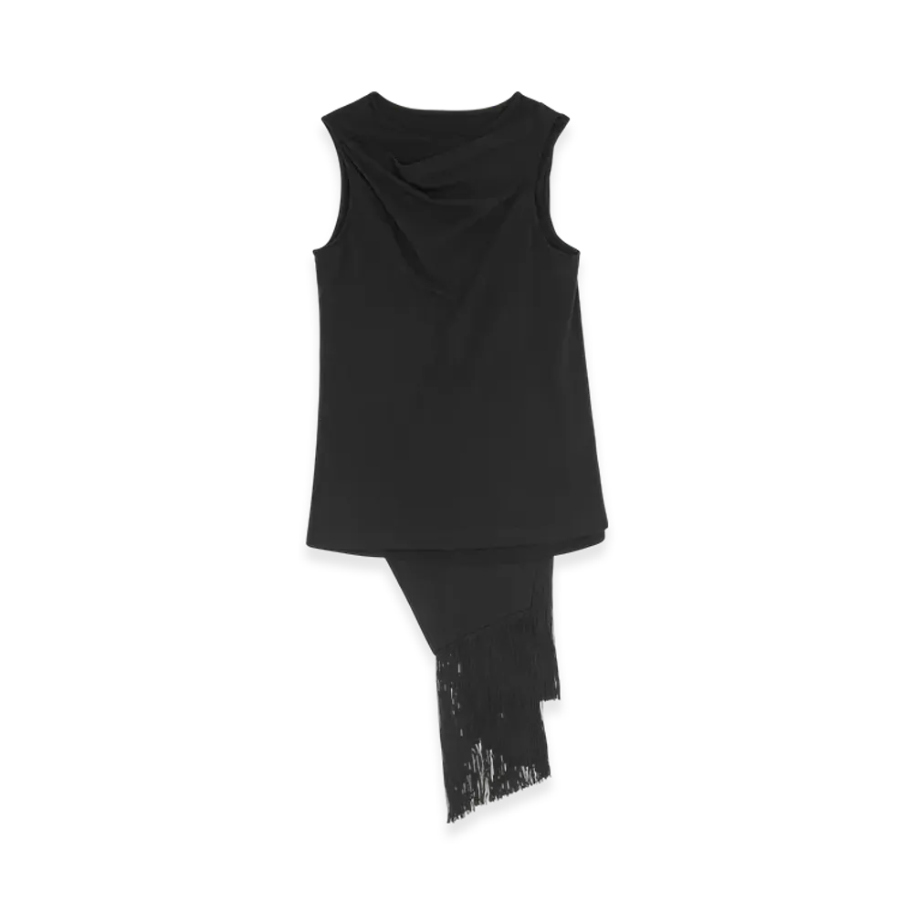 MM6 Maison Margiela Women's Draped Crew Neck Top "Black"