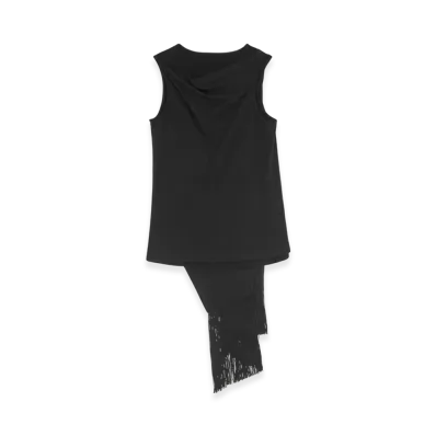 MM6 Maison Margiela Women's Draped Crew Neck Top "Black"