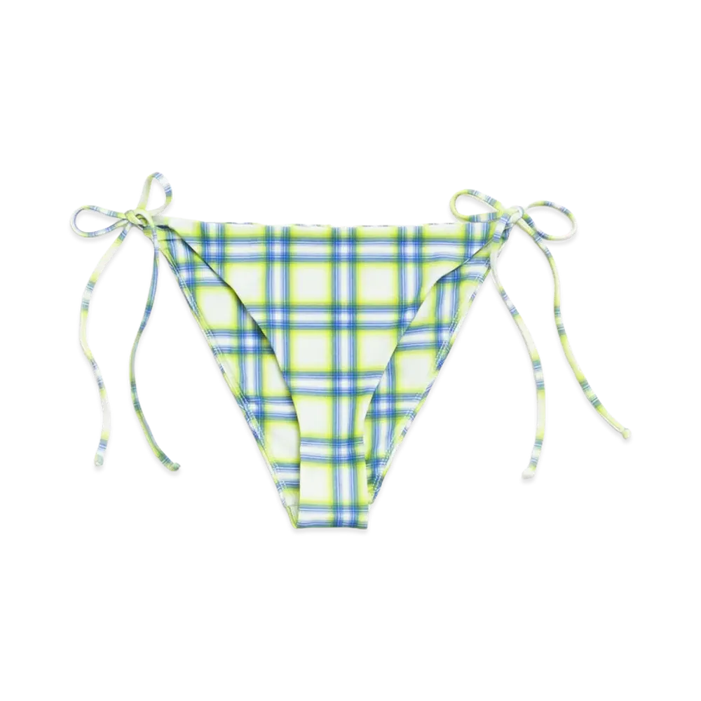 Stussy Women's Side Tie Bikini Bottom "Green Plaid"
