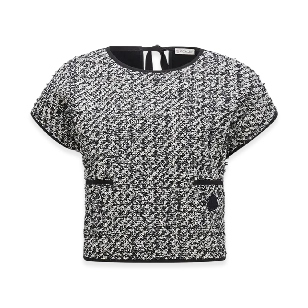 MONCLER Silk & Tweed Top "Blue White"