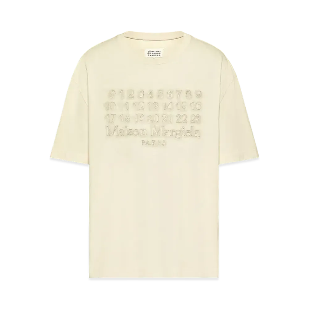 Maison Margiela Men's Embroidered Logo T-Shirt "Ecru"