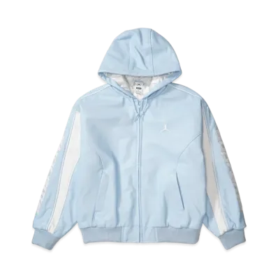 Supreme x Jordan Hooded Leather Jacket "Light Blue"