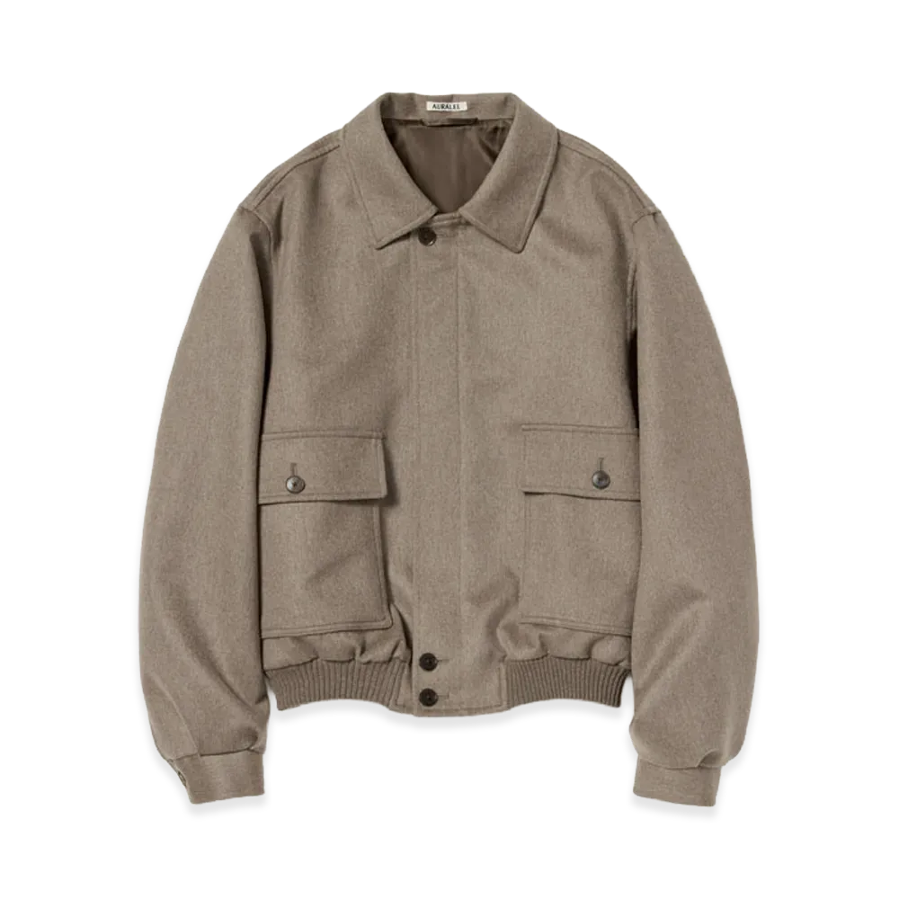 AURALEE Cashmere Moleskin Zip Blouson "Top Brown Beige"