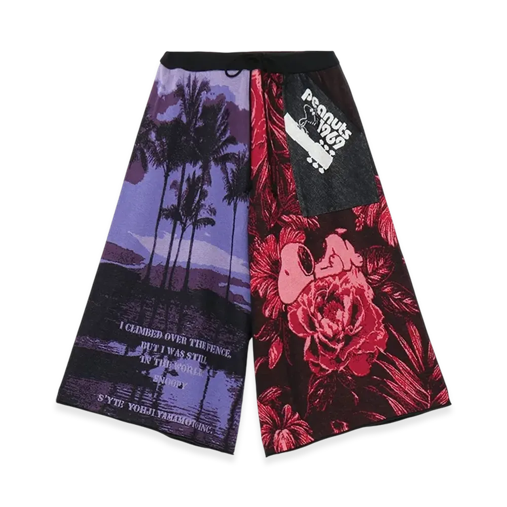 S'YTE x PEANUTS -Omnibus Illustration-Hameauze Jacquard Culotte Pants "Black"