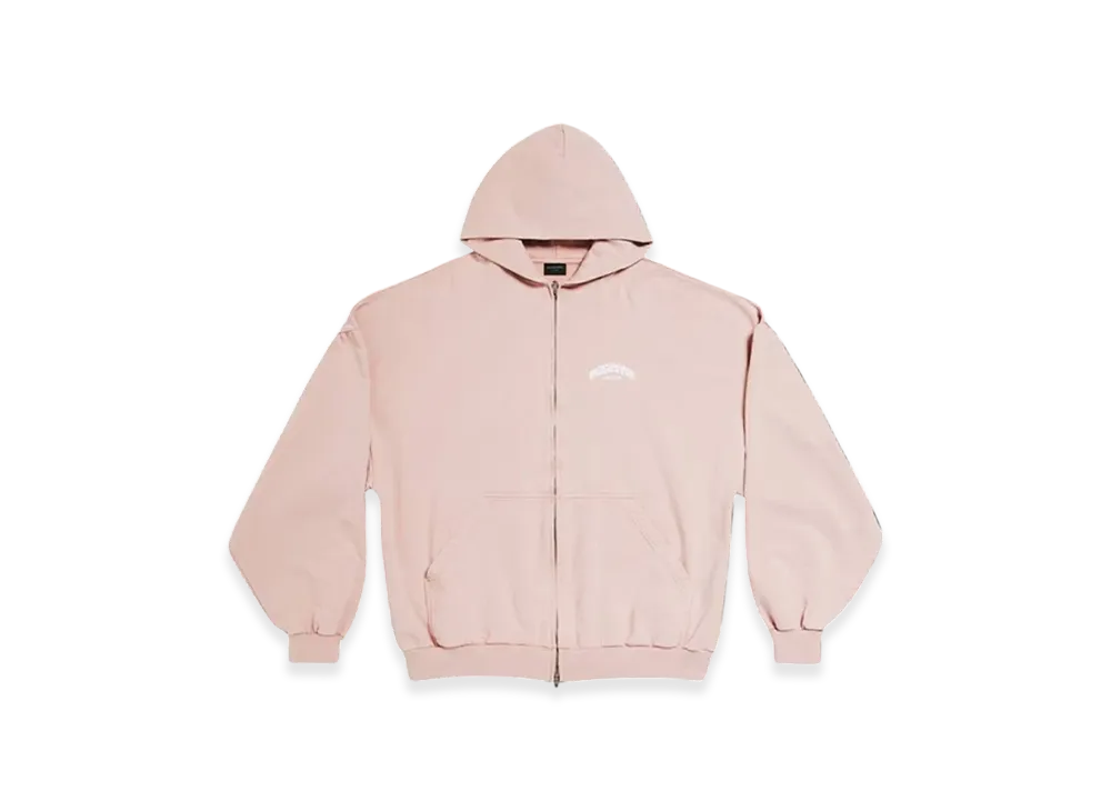BALENCIAGA Back Flip Round Zip-Up Hoodie Oversized "Light Pink"