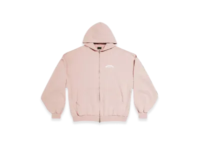 BALENCIAGA Back Flip Round Zip-Up Hoodie Oversized "Light Pink"