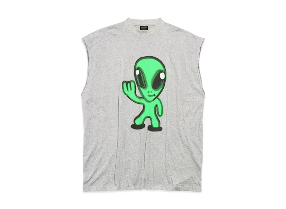 BALENCIAGA Hi There + Dripley Sleeveless T-Shirt "Heather Gray"