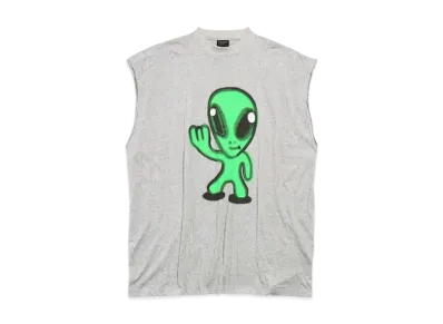 BALENCIAGA Hi There + Dripley Sleeveless T-Shirt "Heather Gray"