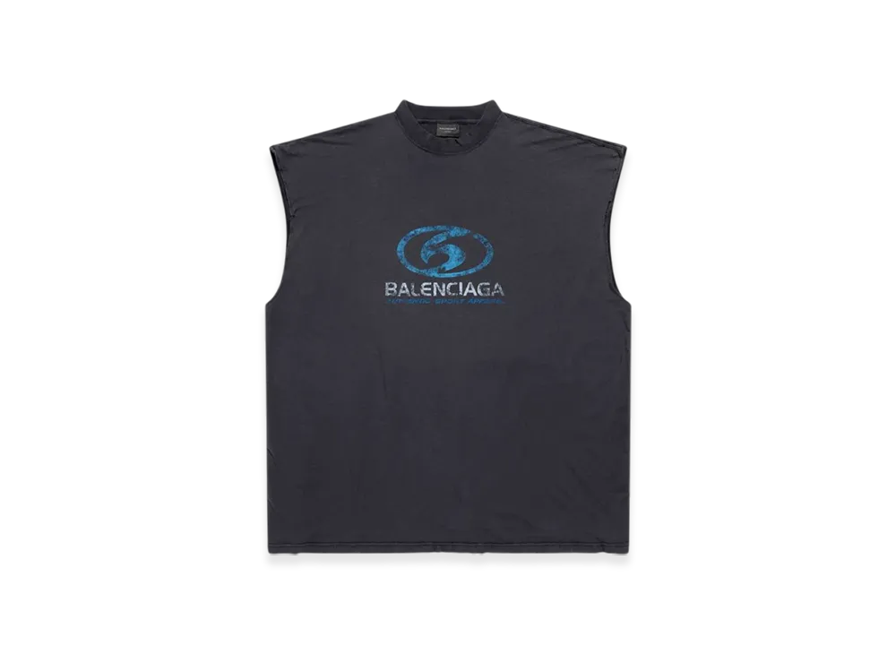 BALENCIAGA Surfer Oversized Sleeveless T-Shirt "Black Blue"