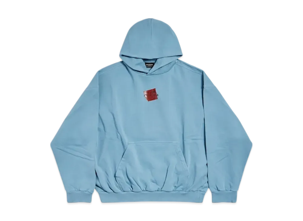 BALENCIAGA Men's Taped BALENCIAGA Men's Back Hoodie Medium Fit "Gray Blue"