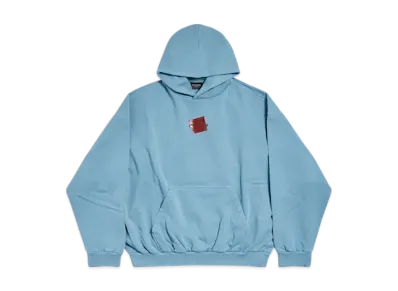 BALENCIAGA Men's Taped BALENCIAGA Men's Back Hoodie Medium Fit "Gray Blue"