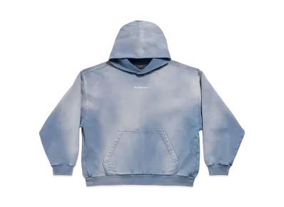 BALENCIAGA MENS Back Hoodie Medium Fit "Blue/White"
