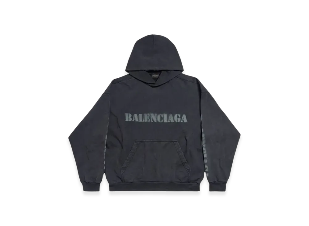 BALENCIAGA Stencil Type Medium Fit Hoodie "Black"