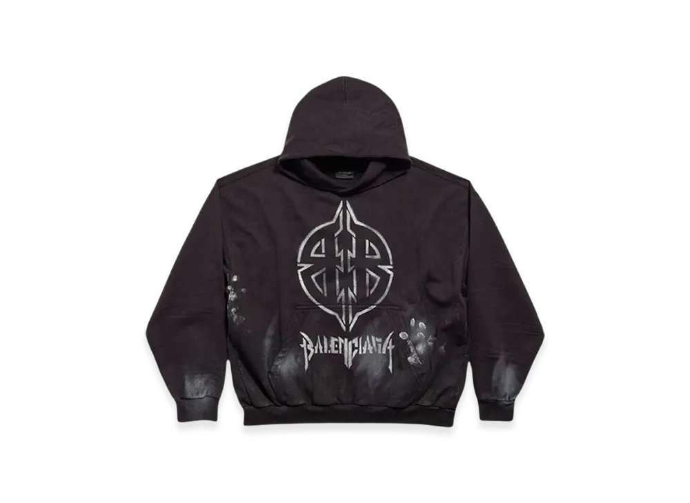 BALENCIAGA Metal BB Stencil Hoodie Medium Fit "Black White"