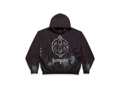 BALENCIAGA Metal BB Stencil Hoodie Medium Fit "Black White"