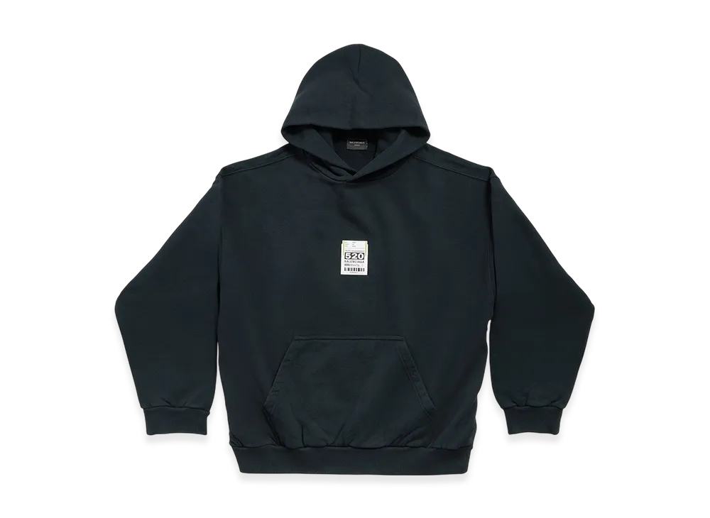 BALENCIAGA Airport Tag Hoodie Medium Fit "Faded Black"