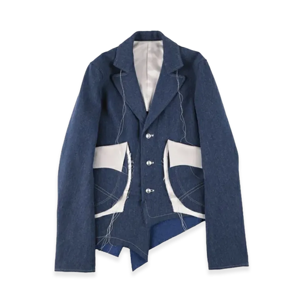 sulvam Wool-Denim Long Sleeve Jacket "Blue"