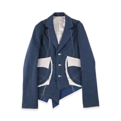 sulvam Wool-Denim Long Sleeve Jacket "Blue"