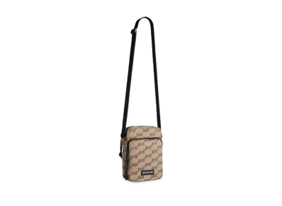 BALENCIAGA Signature BB Monogram Jacquard Canvas Cross Body Messenger Bag "Beige"