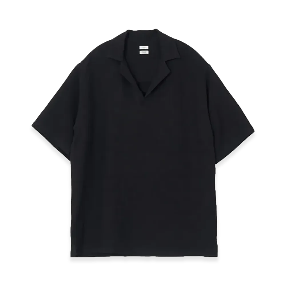 YOKE Linen Canvas Skipper Polo Shirt "Black"