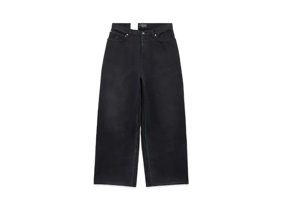 BALENCIAGA Denim Size Sticker Baggy Pants "Black"