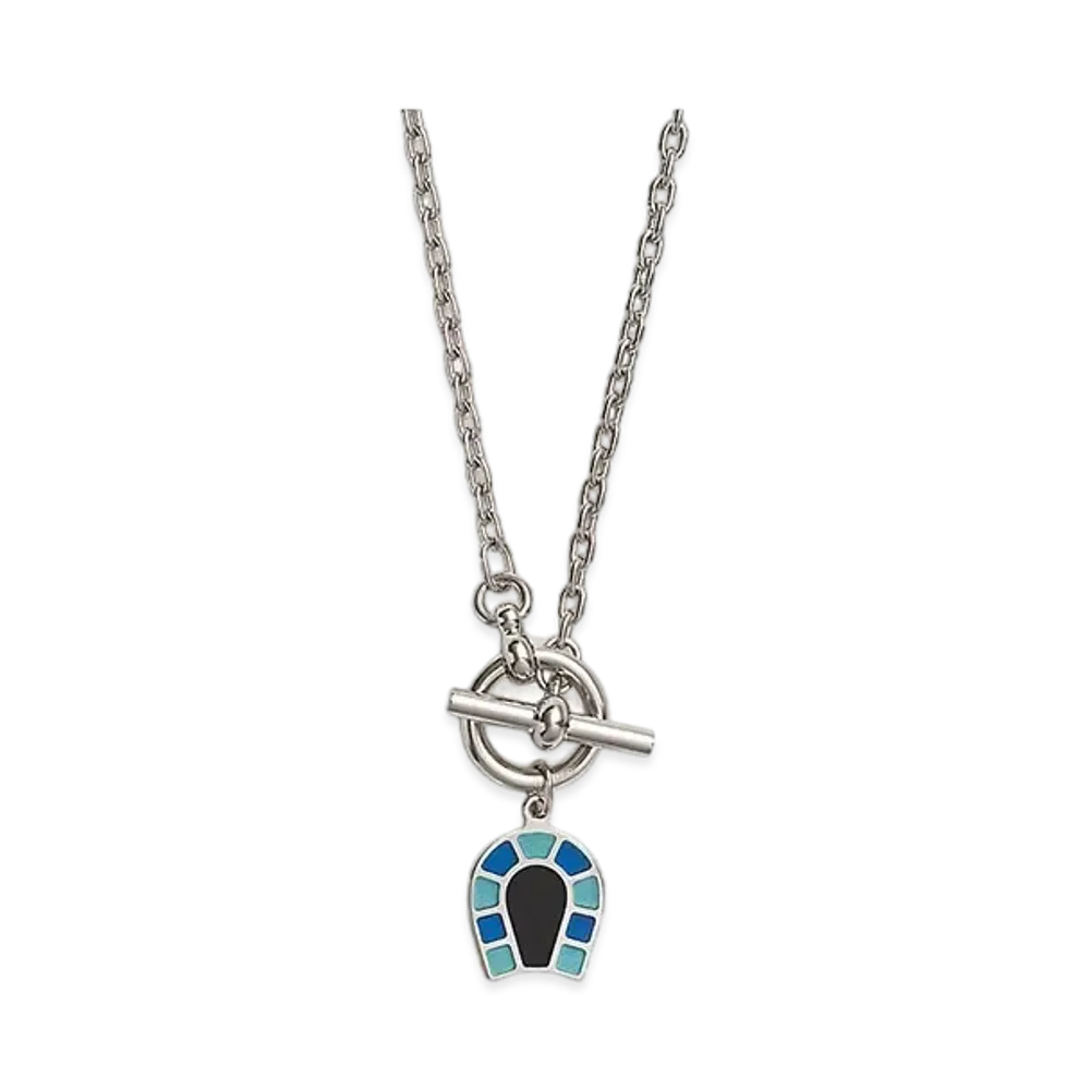 Hermes Helios Fer a Cheval Necklace "Camaieu De Bleu"