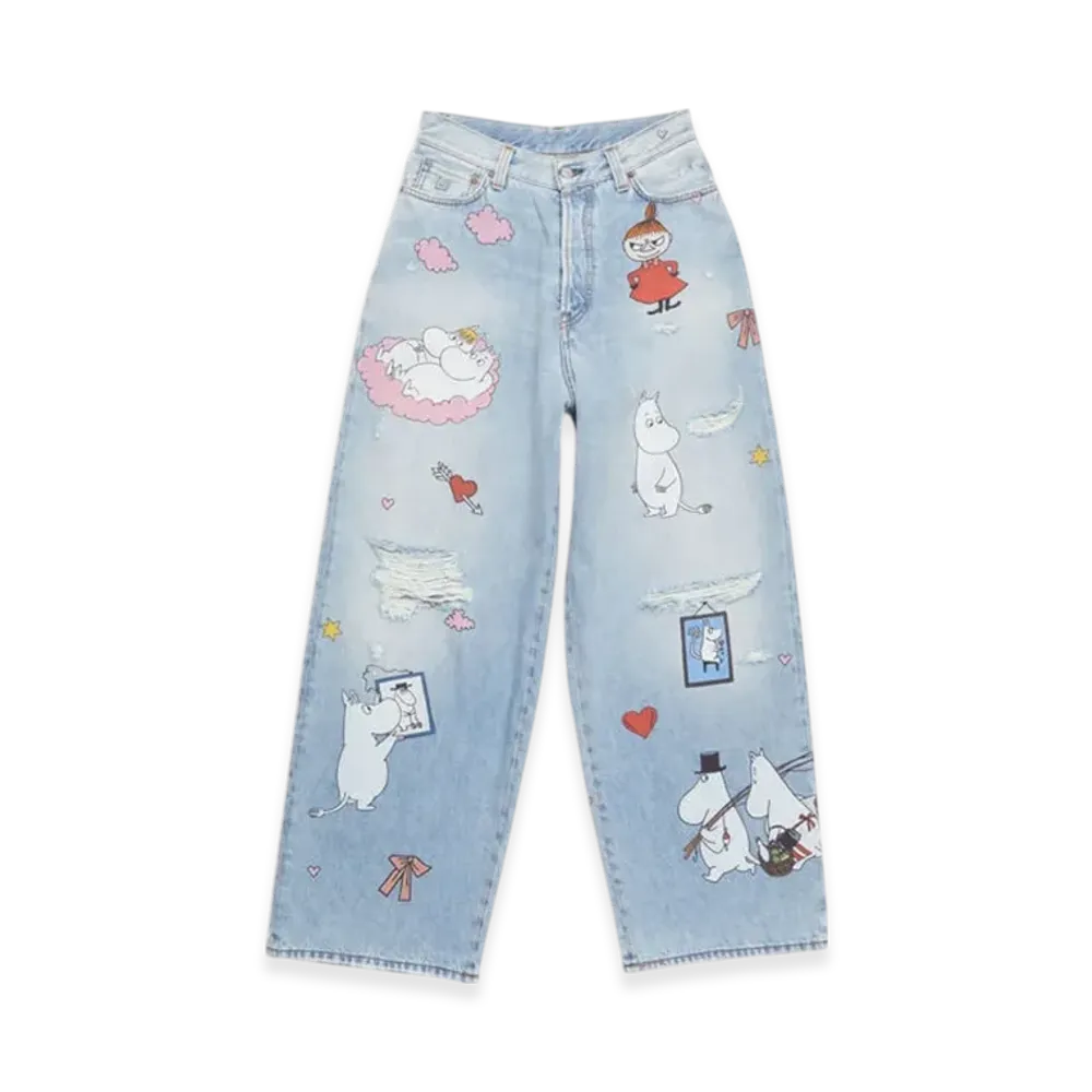 Acne Studios Super Baggy Fit Jeans - 2023 Acne Studios X Moomin "Light Blue"