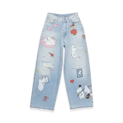 Acne Studios Super Baggy Fit Jeans - 2023 Acne Studios X Moomin "Light Blue"
