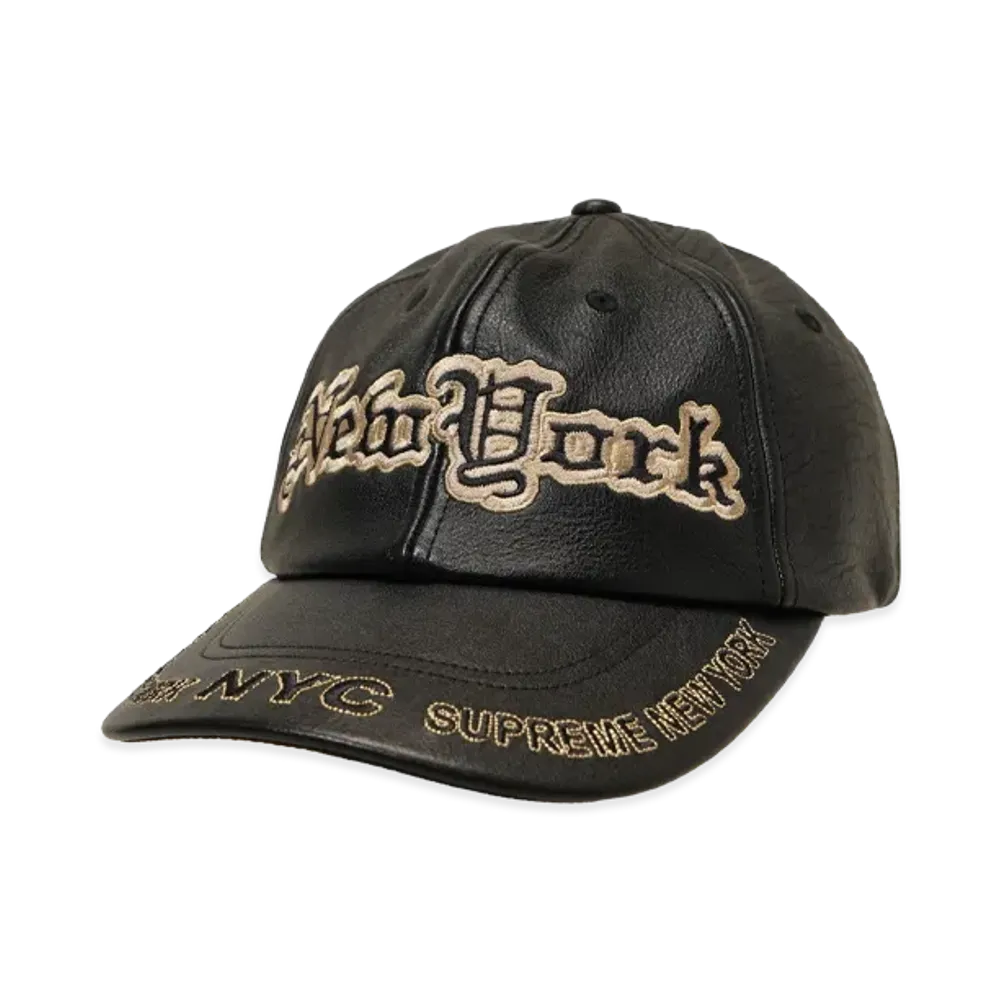 Supreme New York Leather 6-Panel "Black"