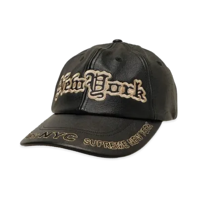 Supreme New York Leather 6-Panel "Black"