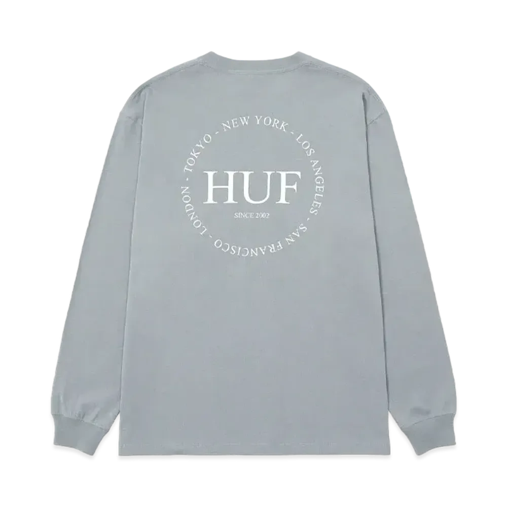 HUF Fall 24 Fine Print Long Sleeve Tee "Grey"